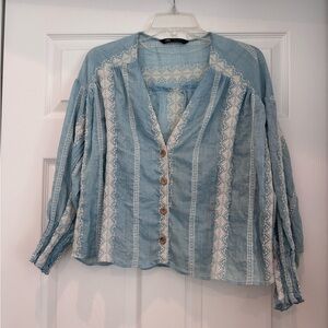 Zara Light Blue Blouse Size XS
